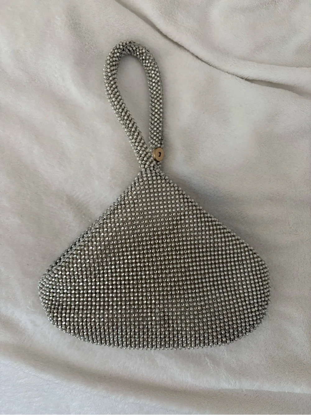 Jessica McClintock Silver Crystal-Embellished Wristlet Bag